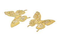 Brass Butterfly Charm, 6 Raw Brass Butterfly Charms With 1 Hole, Earrings, Findings (41x40x0.40mm) D1422