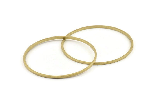 70mm Circle Connectors - 12 Raw Brass Circle Connectors (70x2x2mm) D1516