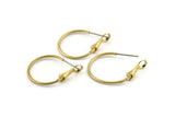 Brass Earring Clasp, 300 Raw Brass Round Earring Findings (20x1.2mm) D1598