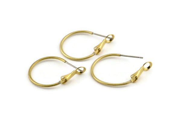 Brass Earring Clasp, 300 Raw Brass Round Earring Findings (20x1.2mm) D1598