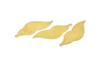 Pirinç Yaprak Tılsımı, 1 Delikli 12 Ham Pirinç Yaprak Tılsımı, Küpeler (43x16x0,40 mm) A1357