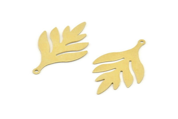 Brass Leaf Charm, 12 Raw Brass Leaf Charms With 1 Hole, Earrings (36x22x0.40mm) A1367