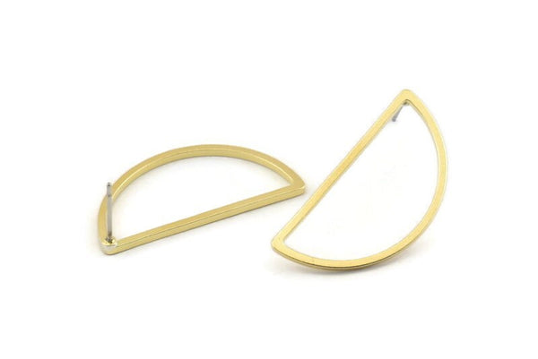 Yarım Daire Küpe, 8 Ham Pirinç Yarım Daire Küpe (30x15x1,2 mm) Bs 1173 A1371