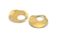 Brass Circle Charm, 12 Wavy Raw Brass Circle Charms With 1 Hole, Earring Findings (32mm) A1402
