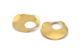 Brass Circle Charm, 12 Wavy Raw Brass Circle Charms With 1 Hole, Earring Findings (32mm) A1402