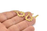 Brass Key Charm, 50 Raw Brass Drop Connectors With 3 Holes, Findings (25x15x0.50mm) A1389