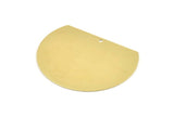 Half Moon Charm, 6 Raw Brass Semi Circle Blanks With 1 Hole (40x32x0.50mm) A1403