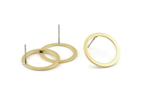 Brass Circle Earring, 8 Raw Brass Circle Stud Earrings (18x0.90mm) D1481 A1425