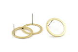 Brass Circle Earring, 8 Raw Brass Circle Stud Earrings (18x0.90mm) D1481 A1425