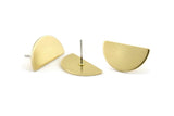 Semi Circle Earring, 8 Raw Brass Half Moon Stud Earrings (22x12x1mm) D1091 A1329