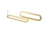 Brass Oval Earring, 8 Raw Brass Oval Stud Earrings (44x11x0.90mm) D1340 A1423