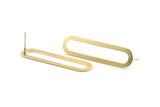Brass Oval Earring, 8 Raw Brass Oval Stud Earrings (44x11x0.90mm) D1340 A1423