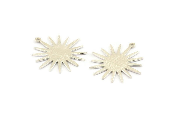 Silver Sun Charm, 2 925 Silver Sun Charms With 1 Loop, Pendants, Findings (24x0.80mm) P01
