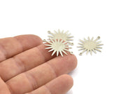 Silver Sun Charm, 2 925 Silver Sun Connectors With 2 Loops, Pendants, Findings (27x24x0.80mm) P02
