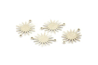 Silver Sun Charm, 6 925 Silver Sun Connectors With 2 Loops, Pendants, Findings (18x15x0.80mm) P03