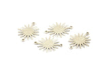 Silver Sun Charm, 6 925 Silver Sun Connectors With 2 Loops, Pendants, Findings (18x15x0.80mm) P03