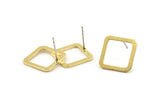 Brass Square Earring, 8 Raw Brass Square Stud Earrings (15x0.90mm) D1614 A1377