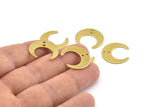 Brass Moon Charm, 24 Raw Brass Crescent Moon With 2 Holes, Connectors (20x19x0.80mm) A1441