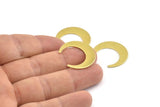 Brass Moon Charm, 12 Raw Brass Crescent Moon Blanks (25x23x0.80mm) A1440