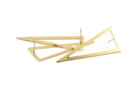 Brass Triangle Earring, 8 Raw Brass Triangle Stud Earrings (50x20x0.80mm) D1350 A1417