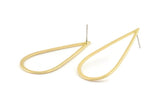 Brass Drop Earring, 6 Raw Brass Drop Stud Earrings (50x22x1mm) D1602 A1418