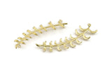 Brass Leaf Charm, 4 Raw Brass Leaf Pendants With 2 Loops (60mm) A1397