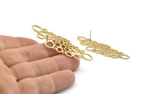 Brass Irregular Earring, 4 Raw Brass Irregular Stud Earrings (56x17x0.80mm) D1339 A1432