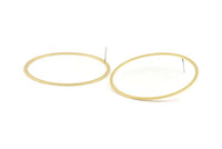 Brass Circle Earring, 4 Raw Brass Circle Stud Earrings (60x2x1mm) D990 A1419