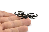 Black Ring Settings, 3 Oxidized Black Brass Moon And Planet Ring With 1 Stone Setting - Pad Size 6mm N1160 S606