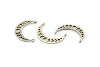 Moon Phases Pendant, 6 Antique Silver Plated Brass Crescent Pendants With 2 Loops, Earring Findings (25x6x1mm) N0992 H0247
