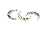 Moon Phases Pendant, 6 Antique Silver Plated Brass Crescent Pendants With 2 Loops, Earring Findings (25x6x1mm) N0992 H0247