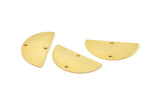 Semi Circle Pendant, 2 Gold Plated Brass Semi Circle Blanks With 2 Holes (30x15x0.80mm) D0388