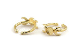 Gold Ring Settings, 2 Gold Plated Brass Moon And Planet Ring With 1 Stone Setting - Pad Size 6mm N1160