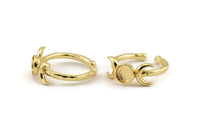 Gold Ring Settings, 2 Gold Plated Brass Moon And Planet Ring With 1 Stone Setting - Pad Size 6mm N1160