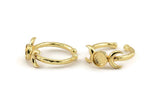Gold Ring Settings, 2 Gold Plated Brass Moon And Planet Ring With 1 Stone Setting - Pad Size 6mm N1160