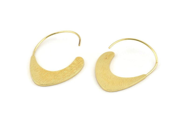 Gold Wire Earring, 2 Gold Plated Brass Ear Wire Earring Findings (40x28mm) N1250