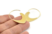 Gold Wire Earring, 2 Gold Plated Brass Ear Wire Earring Findings (40x28mm) N1250