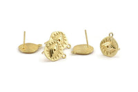 Gold Eye Earring, 4 Gold Plated Brass Eye Stud Earrings With 1 Loop (13x15mm) N1170 Q1073