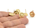 Gold Eye Earring, 4 Gold Plated Brass Eye Stud Earrings With 1 Loop (13x15mm) N1170 Q1073