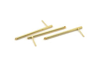 Gold Stick Earring, 2 Gold Plated Brass Stick Stud Earrings With 1 Hole (2x40mm) D1556