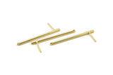 Gold Stick Earring, 2 Gold Plated Brass Stick Stud Earrings With 1 Hole (2x40mm) D1556