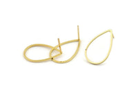 Gold Drop Earring, 6 Gold Plated Brass Drop Stud Earrings (22x14mm) D1547