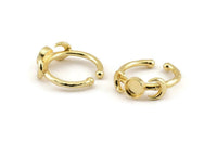 Gold Ring Settings, Gold Plated Brass Moon And Planet Ring With 1 Stone Setting - Pad Size 6mm N1159 Q0991