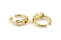 Gold Ring Settings, Gold Plated Brass Moon And Planet Ring With 1 Stone Setting - Pad Size 6mm N1159 Q0991