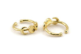 Gold Ring Settings, Gold Plated Brass Moon And Planet Ring With 1 Stone Setting - Pad Size 6mm N1159 Q0991