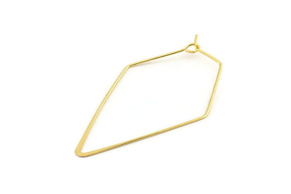 Gold Earring Wire, 8 Gold Plated Brass Diamond Earring Wires (53x31x0.70mm) D1616 Q1123