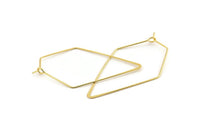 Gold Earring Wire, 8 Gold Plated Brass Diamond Earring Wires (53x31x0.70mm) D1616 Q1123