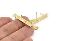 Gold Rectangle Earring, 4 Gold Plated Brass Rectangle Stud Earrings (31x6x0.80mm) N1221