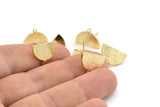 Gold Moon Earring, 4 Gold Plated Brass Half Moon Stud Earrings (11x15x1.2mm) Q0975