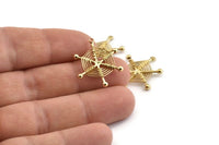 Gold Spider Web Charm, Handmade Gold Plated Brass Spider Web Chams With 1 Loop, Handmade Findings (24x20mm) Q0972